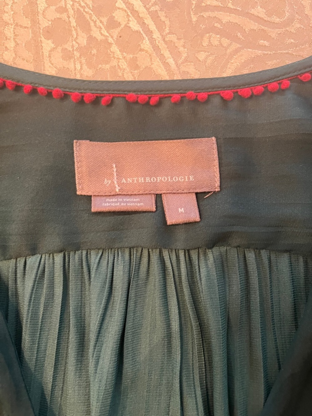 Womens Deep Teal Button-Front Peplum Blouse - Picture 3 of 6